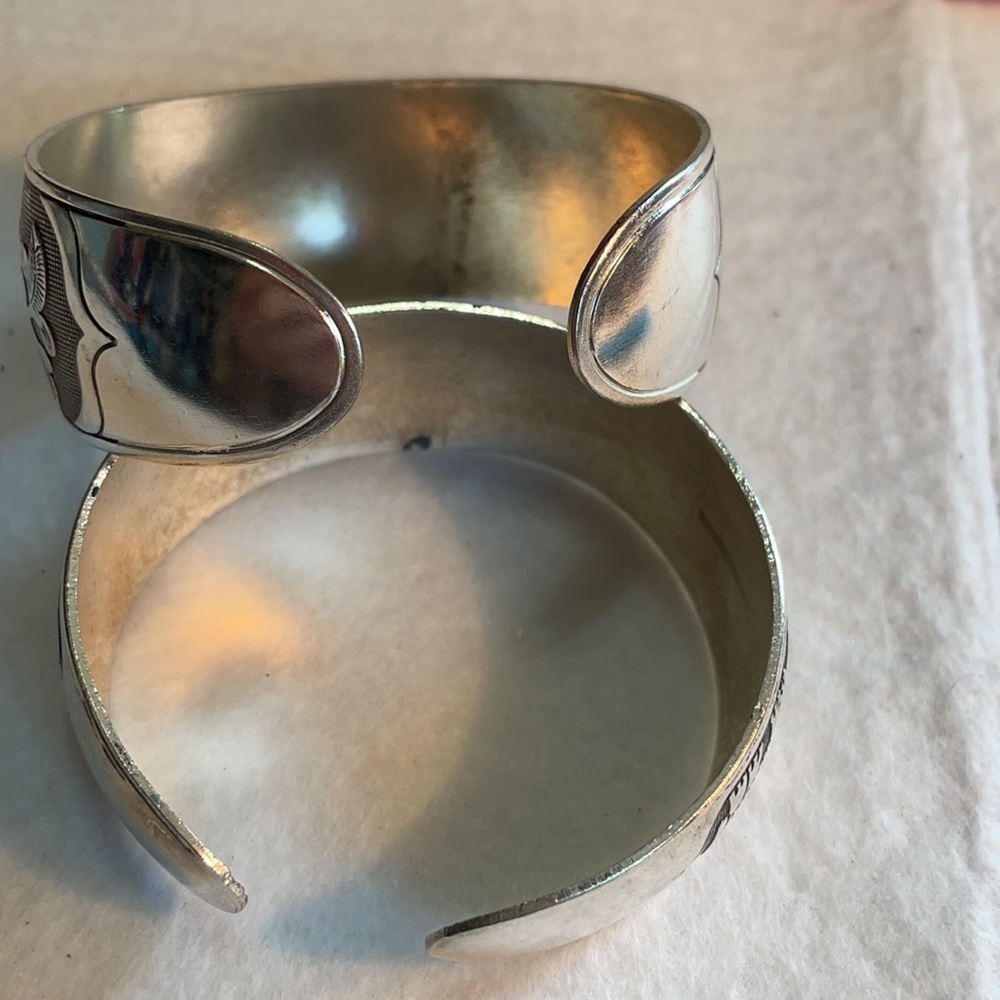 Two Silver Plated Adjustable Cuff Bracelets. Lotu… - image 5